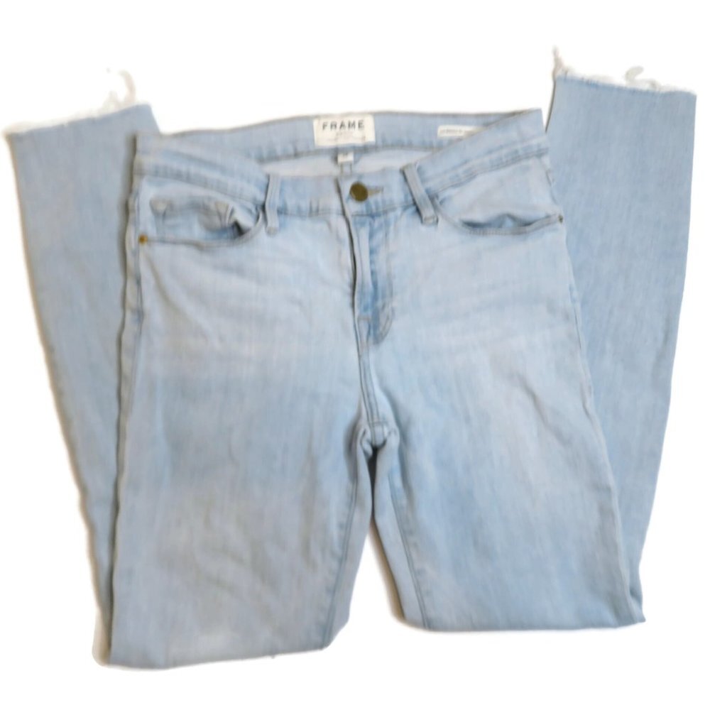 FRAME Le Skinny de Jeanne Crop Jeans Womens Sz 28 Raw‎ Hem Stretch Light Blue